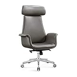 WJMLS Chefstuhl Executive Stuhl Taille Manager Stuhl Leder Bürostuhl Rücken Computerstuhl Einfache Zuhause Komfortable Drehstuhl, Grau (Color : Gray)