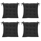 Wapasezyar 4 Stück Stuhlkissen, 40x40cm Sitzkissen Sitzpolster Stuhl Sitzkissen, Sitzkissen Gefüllt mit Bindebänder, Esszimmerstuhl Sitzauflage Stuhl für Bürostuhl Sitzpolster (Schwarz)