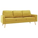 [Produkt: Finlon 2-teiliges gelbes Stoffsofa-Set] – Stilvolles undütliches 2-teiliges Sofa-Set |Lebhafte gelbe Stoffcouch und Loveseat |Die trendige Polstermöbelkollektion von Finlon-Gelb