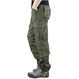 Generisch Cargohose für Herren – Baumwolle, lässig, Militär, Armee, Camouflage, Kampfarbeit, Cargohose mit 6 Taschen, entspannte Passform Hosen Herren Cargohosen Hose Herren Weiß Stretch