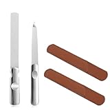 2 Stück Professionelle Maniküre Feilen Edelstahl Nagelfeilen mit Lederetui Doppelseitige Polier-Nagelfeilen Natürliche Nagelkunstfeile mit Rutschfester Griff für Maniküre Pediküre Zuhause Salon Reise