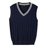 MANBOZIXi Herren Pullunder V-Ausschnitt Strickweste Elegant, Blau L