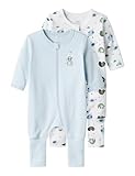 NAME IT Baby - Jungen Nbmnightsuit 2p Zip Ff Elephant Noos Schlafanzug, Baby Blue, 86 EU