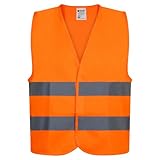 PROOF COMFORT & SAFETY Warnweste Auto Reflektorweste Leuchtweste Fahrrad Fahrradweste Reflektierend Sicherheitsweste Reflektierende Weste Unfallweste Pannenhilfe 1 Stück Leuchtend Orange L