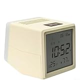 GLFLOW Digitaler Wecker, LED-Wecker mit Nachtlicht und Temperatur-Feuchtigkeitsmonitor für Kinderzimmer, Gelb Weiß