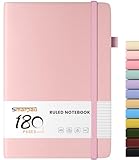 Smarpau Notizbuch A5, Hardcover Liniert Journal mit 180 Seiten 80gsm dickes Papier, Leder Tagebuch, Journal Notizblock für Frauen und Männer für Schule, Arbeit, Zeichnen, 14.5 x 21cm - Rosa