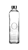 WESTCRAFT Oriental 1 Liter Schliff Glas Wasserflasche mit Schraubverschluss, luftdicht, Silikonabdichtung, Kühlschrank Wasser Trinkflasche, Vintage Glasflasche Flasche (Vintage Stripe)