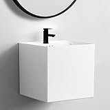 Rechteckige Keramik-Spüle, kompakte Wandhalterung, Waschtisch für kleine Räume, ideal für den Innen- und Bürogebrauch