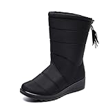 Warme und bequeme Winterstiefel für Damen, leichte und rutschfeste Schneestiefel für Damen, mit wasserdichtem Reißverschluss, Winterstiefel für Damen, mehrere Farben (Schwarz, 44 EU