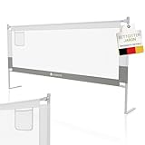 Juskys Baby Bettgitter Jaron 200 cm - höhenverstellbar, kombinierbar & klappbar - Bett Rausfallschutz für Kinder - Bettumrandung Kinderbett - Grau