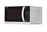 Sharp R642INW 2-in-1 Mikrowelle mit Grill/ 20 L/ 800 W/ 1000 W Quarzgrill/ 8 Automatikprogramme/ Timer/ Kindersicherung/ Energiesparmodus/ Glasdrehteller (25, 5 cm)/ silber