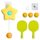 TNSLAND Tischtennis Trainer Set zum Aufhängen für Den Innenbereich, Hängende Tischtennisset Spiele mit Klebehaken, Kreatives Hänge Ping Pong Ball Set, Indoor Tischtennistrainer Selbsttrainings, Gelb