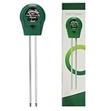 AABDTYYD Bodenfeuchtesensor mit PH Wert Messgerät, 3-in-1 Bodentester für Garten/Zimmerpflanzen, Grüner Gießanzeiger mit Feuchtigkeit & Säuregehalt Analyse, 255x60x35mm Kompakt (80g)