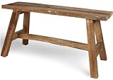 BURI Sitzbank Holz 90x45x35cm Holzbank Bank Flur Landhaus Pflanzenständer Blumenhocker Wohnzimmertisch Couchtisch Sofa Tisch Dekotisch Hocker Schuhe anziehen rustikal braun Eingangsbereich Flur Möbel