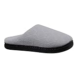 Damen-Hausschuhe mit Fleece-Futter, breit, einfarbig, Plüsch-Hausschuhe, klassisch, warm, lässig, vielseitig, Retro, bequeme Slider, rutschfest, dicke Sohle, Indoor-Schuhe für den Winter, grau, 40 2/3