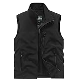 YuDiBYW Herren Leichte Softshell Weste Golfweste Wasserdichte Winddichte Outerwear ärmellose Jacke für Sport Wandern Laufen Arbeit Causal (DE/NL/SE/PL, Alphanumerisch, 5XL, Regular, Regular, Schwarz)