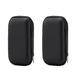 HoAhaMaya 2-teilige Kopfhörer Aufbewahrungstasche, kopfhörer Tragetasche mit Innenfach, Eva, Mini, Harte Aufbewahrungsbox für MP3 kabelgebundene Kopfhörer, USB Datenkabel Schlüsselkarte (schwarz)