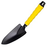 Handschaufel Garten – Pflanzkelle mit ergonomischem Griff, Robuste Blumenkelle aus Metall, Gartenwerkzeug für Balkon, Beet & Blumentöpfe – Gelb-Schwarz
