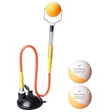 BORDEAG Ping Pong Trainer,PVC Ping Pong Trainingsgerät Mit 2 Ball,Tischtennis Trainer,Tischtennistrainer,PVC Verstellbarer Tischtennisball Für Tischtennis-Training Drinnen Draußen,Mit Saugnapf