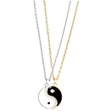 ORFOFE Edelstahl Yin und Yang Halsketten für Tai Chi Anhänger Partnerketten Pärchen Langlebig Einzigartiges Design Freundschaft und Liebe Symbolisierend Passendes Schmuckset für Damen