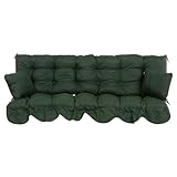 PATIO Hollywoodschaukel Auflage 180x50 cm Minorca Bankauflage mit Rückenlehne 2 Seitenkissen Volant vorne grün