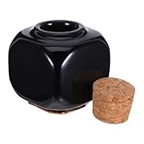 Mobestech Keramik Maniküre Flasche mit Holz korkverschluss Wiederverwendbar Kompakt und Langlebig für Nagellack Nagelhärter und Nagellackentferner Praktische Nagelpflege Zubehör Schwarz