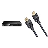 Panasonic DMP-BDT167EG Kompakter 3D Blu-ray Player (Full HD Upscaling, Internet Apps, LAN-Anschluss, USB, MKV-Playback) schwarz & Amazon Basics - Geflochtenes HDMI-Kabel, 0,9 m