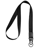 Vicloon Umhängeband Schlüsselband, Schlüsselband Lanyard, Neck Lanyard strip mit und echtem Leder, mit Metall Ring, für Schlüssel, ID Badge Card Holder, Brieftaschen und Ausweishalter(Schwarz)