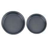 Artibetter 2 Stück Backgeschirr sheet pan pfanen kuchen teller kochplatte Auflaufform Pizzapfannengreifer Pizzaofen Antihaft-Backformen runde Kuchenformen Backplatte Kohlenstoffstahl Black