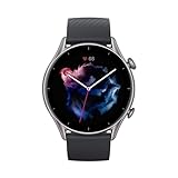 Amazfit Smartwatch GTR 3 46mm mit Gesundheitsüberwachung, SpO2, Zyklusüberwachung, GPS Sportuhr mit 150+ Sportmodi, 21 Tage Akku, Alexa für Herren Damen, Schwarz, Einheitsgröße