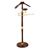 OAKVYNE Herrendiener Für Damen Und Herren, Kleiderständer Aus Holz Mit Oberem Fach, Freistehender Kleiderschrank Mit Hosenbügel Für Wohnzimmer Und Schlafzimmer