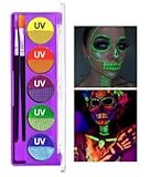 10 Farben UV Glow Eyeliner-Palette, Neon-Lidschatten auf Wasserbasis, Christmas Neon Rainbow Face Paint, Fluoreszierende Wasserlösliche Gesichts- und Körperfarbe, Für Maskeraden, Partys