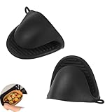 Silikon Ofenhandschuhe Verdicken, Silikon Handschuhe, Silikonhandschuhe, Mini-Ofenhandschuh, zum Backen Kochen BBQ Grillen (Schwarz)