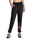 MOCOLY Damen Trekkinghose Thermo Skihose Winter Fleece Gefütterte Softshell Wanderhose Wasserdicht Warm Outdoor Hose Schneehose Langlaufhose Jagdhose Funktionshose Arbeitshose Schwarz L