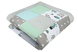 Medi Partners Krabbeldecke für Baby Spielmatte 100% Baumwolle Krabbelmatte - 120x120cm Krabbeldeck Dick Weich Decke Laufgittereinlage Babydecke Minky Waffel Spielbogen (Mint Zoo)