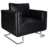 vidaXL Luxury Ledersofa Sessel Schwarz mit Chromfüße