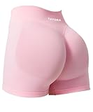 TAYOEA Sport Shorts Damen Scrunch Kurze Sporthose Push Up Kurze Leggings Butt Lifting Gym Short Nahtlose Workout Radlerhose Damen Rosa,M