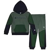 Champion Jungen Jogger Set Fleece Hoodie und Sweatpants Trainingsanzug, Dunkelgrün, 7