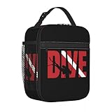 TFDGDGH Scuba Diver Flag Isolierte Lunchtasche Kühltasche Mahlzeitenbehälter Tauchen Tauchen Auslaufsichere Tasche Lunchbox Bento Pouch Office Travel