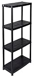 Kreher Kunststoffregal, Steckregal, Kellerregal, 4 Böden, Schwarz, max. 100 kg Traglast. 60 x 30.5 x 130 H cm. TÜV Rheinland.