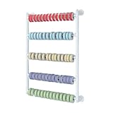 HTDRE 5-stöckiges, wandmontiertes Stoffrollenregal zur Aufbewahrung von Fensterfolien und Tapeten, Tragkraft 80 kg, 75 x 15 x 80 cm, ideal für Autofensterfolien, Weiß