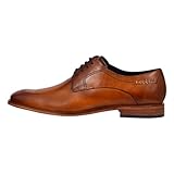 Bugatti Herren Business Halbschuh Aus Leder, Mit Two-tone-finish Und Softer Innensohle Derbys, Cognac, 41 EU