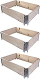 BigDean 3X Palettenrahmen für Hochbeet 80 x 60 x 20 cm = halbe Europalette - Holzrahmen faltbar, steckbar & stapelbar - ideal für Pflanzen, Blumen, Obst, Gemüse & Kräuter