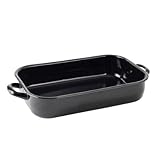 Krüger Karl Vierkantpfanne, Bräter, Bratpfanne, emailliert, 36 x 22 x 7 cm Rand, Schwarz
