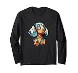 Süßer Dackel Aquarell Kunst Hund Papa Doxie Mama Best Friend Langarmshirt