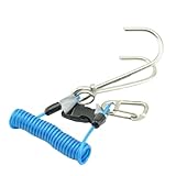 BlissfulAbode Doppelendiger Riffhaken aus Edelstahl mit gefedertem Sicherheitsband für Taucher, Schnellverschluss-Schnalle, O-Ring-Zubehör-Integration, 14 x 7 x 6 cm, Blau