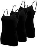 BQTQ 3 Stück Unterhemd Damen Basic Tank Top Ärmelloses Camisole Spaghettiträger Top mit Verstellbarer Strap für Damen und Mädchen (Schwarz, L)