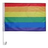AZ FLAG - Autofahne Regenbogen - 45x30 cm - Schwul Autoflagge 30 x 45 Cm - Auto Flaggen