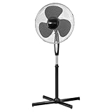 Clatronic Standventilator Ventilator Fan VL 3741 S; sehr leise; Durchmesser 40 cm; Oszillierend/Rotation; verstellbar Höhe und Neigungswinkel; LED Kontrollleuchten; Fernbedienung; 45 Watt; schwarz