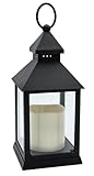 Laterne LED mit Timer batteriebetrieben flackerndes Licht Windlicht schwarz Deko Höhe 27,5 cm